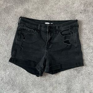 Black denim shorts
